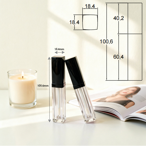 6ml Square Clear Plastic Lip Gloss Tube| Empty Cosmetic Container 