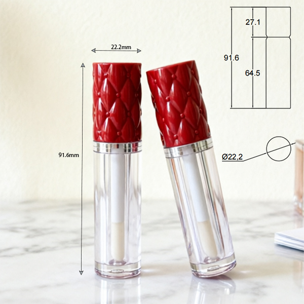 2.6ml Clear Lip Gloss Tube with Red Diamond Cap | AS & ABS Material | Bulk empty lip containers