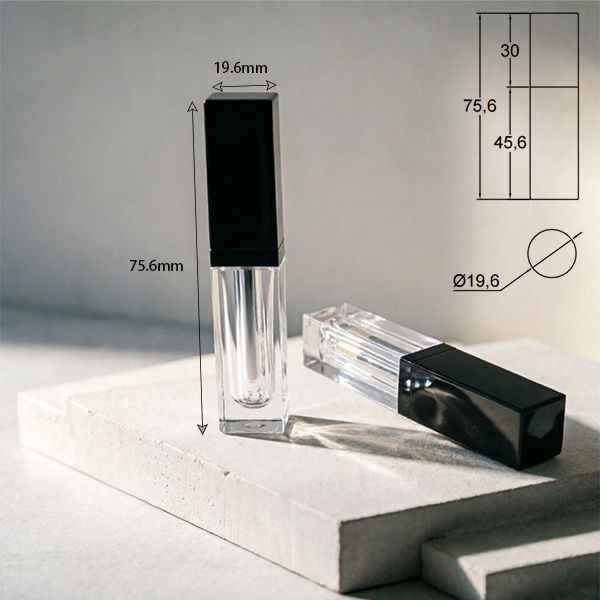 5.8ml Square Lip oil bottle with Black Cap | PETG Material |Wholesale Cosmetic Packaging