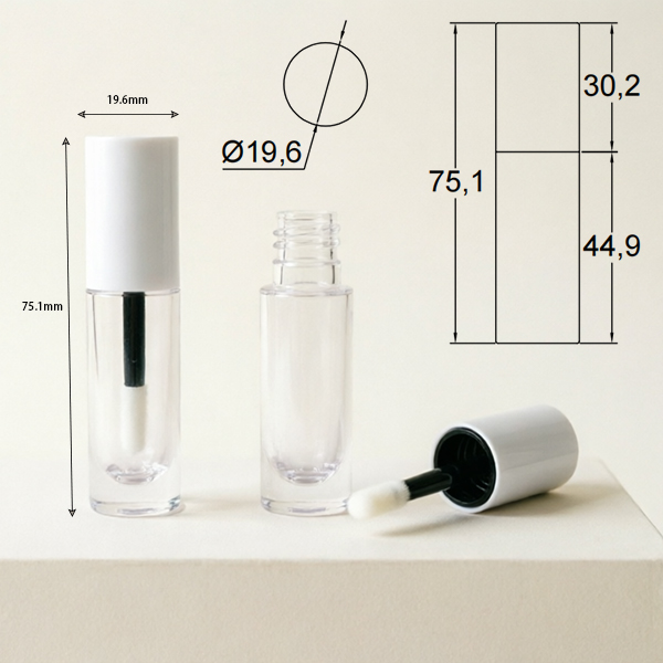 4.35ml Round Lip Gloss Tube with White Cap | Wholesale makeup containers with Logo
