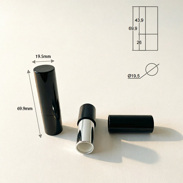 Customizable 12.1mm Black Lipstick Make up Packaging | ABS & PP Material