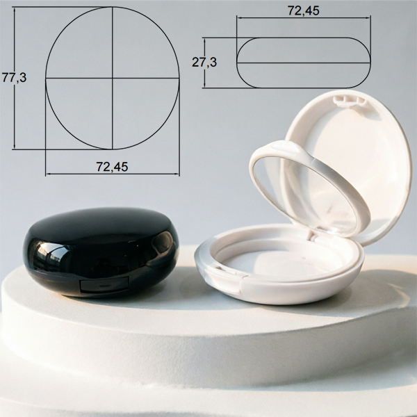 OEM Custom Ellipse Empty Powder Compact Case|Plastic Makeup Packaging 
