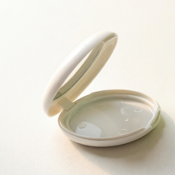Custom Ellipse Empty Powder Compact Case Plastic Makeup Packaging For Blush Foundation With Mirror