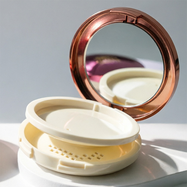 Premium Round Loose Powder Compact with Mirror |Plastic Powder Container