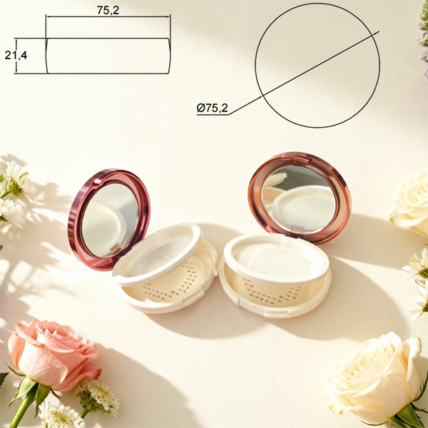 Premium Round Loose Powder Compact with Mirror |Plastic Powder Container
